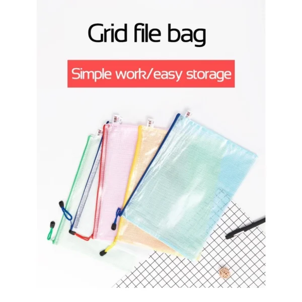 Set Of 5 A4 Mesh Zipper Bag