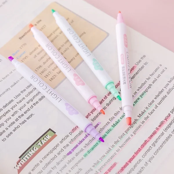 Set Of 6 Creative Dual Tip Candy Color Highlighters
