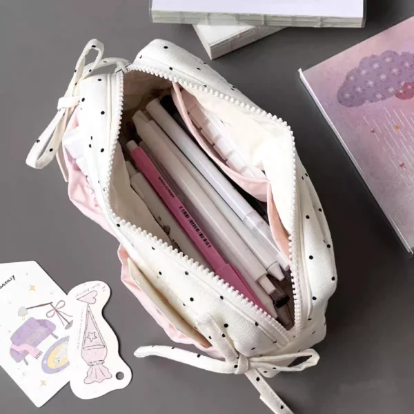 Polka Dot Bow Pencil Case